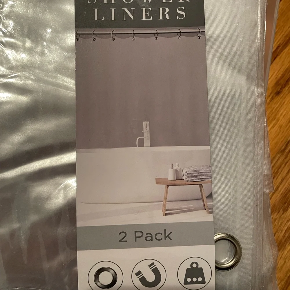 Bath Bliss Heavy Weight Shower Liners, 2 pack, 70x72, clear